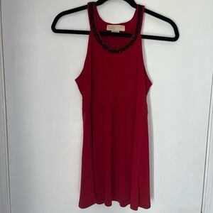 Michael Kors Red Sleeveless Blouse with Embellished Neckline